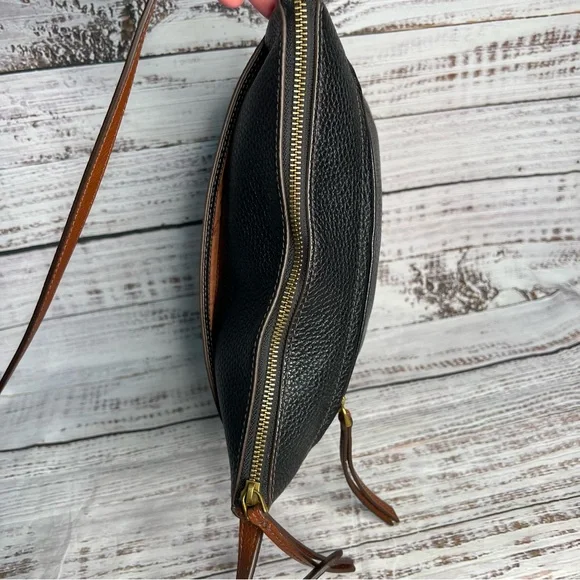 Fossil Black Leather Crossbody Purse Brown Cowhide Leather - Picture 5 of 16